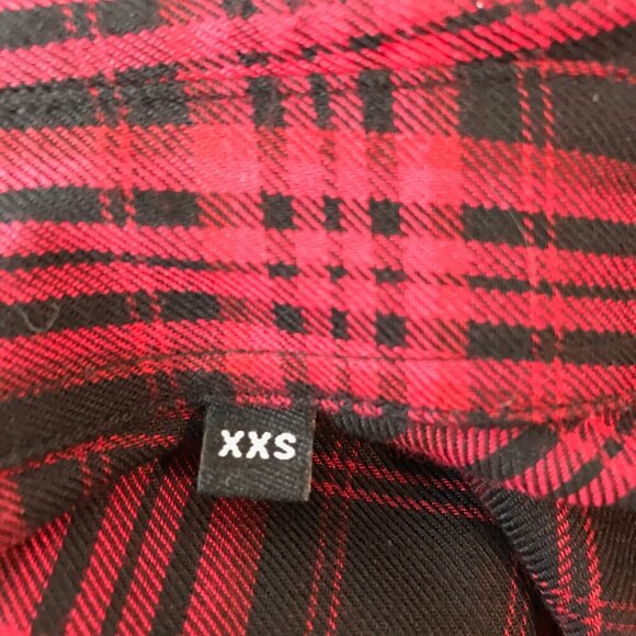 The Kooples Black & Red Plaid Button Down Shirt With Studs & Bead Work Size XXS - Picture 6 of 6